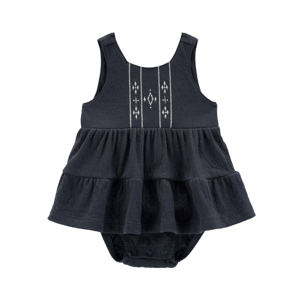 NWT 3-6 months Carter's Child of Mine IG Dress - Charcoal Embroidery